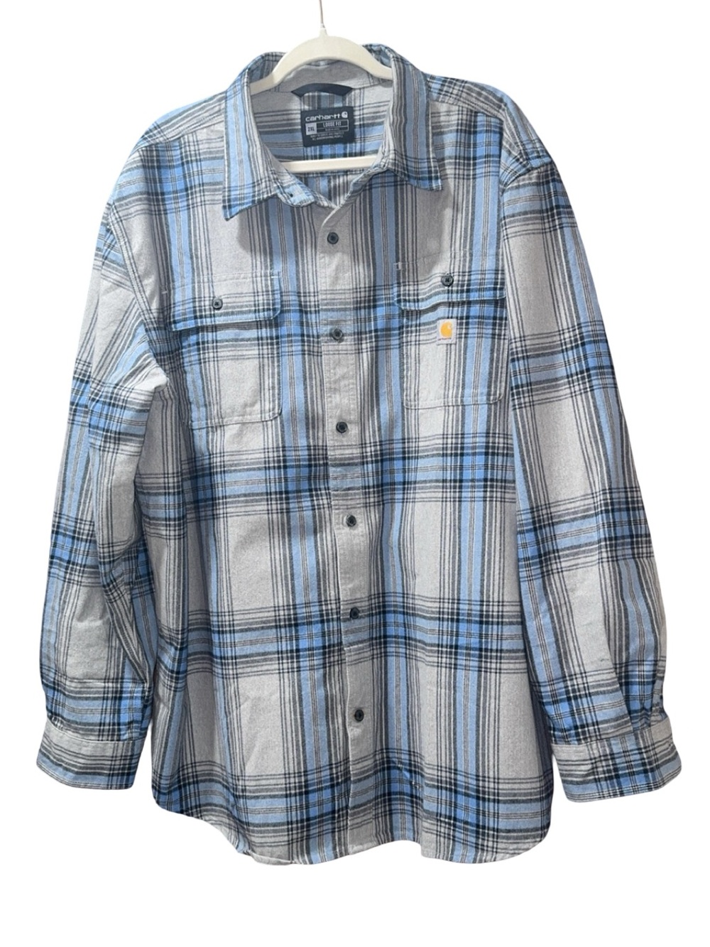 Carhartt Men’s Blue & Gray Plaid Button-Front Shirt
